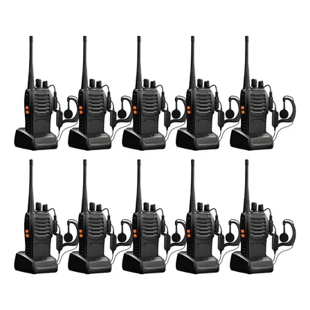 10 Radios Baofeng Bf-888s Walkie Talkie Uhf Con Manos Libres Negro 400-470mhz