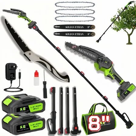 Mini Motosierra Eléctrica 8 Pulgadas 2 En 1 Telescópica 40240cm, Sierra De Pértiga Inalámbrica Portátil 1100w Y 2... Verde 50hz/60hz