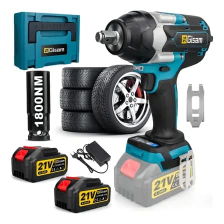 Llave De Impacto Inalámbrica 2 Batería Gisam W3735 1800 N.m Color Azul