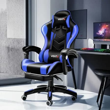 Viditasilla Gx2000 Vidita Vidita Ergonómica Negra Y Azul Con Tapizado De Cuero Sintético Negro/azul