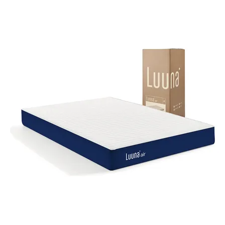 Colchón De Espumas Luuna Air Queen En Caja Altura 20cm Blanco Con Azul Marino