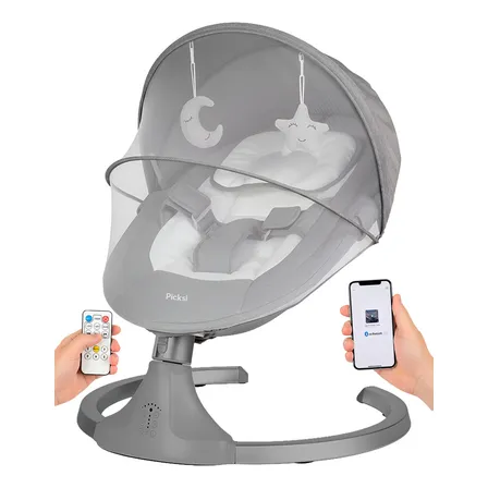 Mecedora Eléctrica Bebe Bluetooth Columpio 5 Velocidades Color Gris Lisa