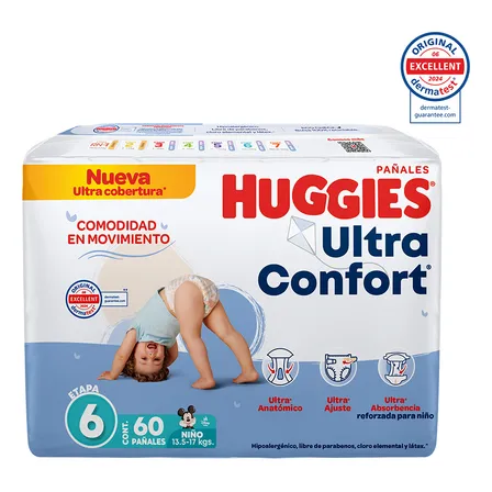 Pañales Huggies Ultraconfort Etapa 6 Niño 60 Piezas Extra Grande (xg) Niños