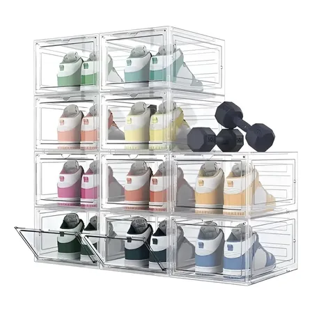 Adeske Transparente Zapatos Apilables Estantes Plasticos Transparentes 10 Piezas