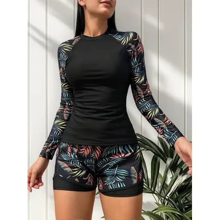 Bañador De Dos Piezas Sexy De Manga Larga Para Mujer