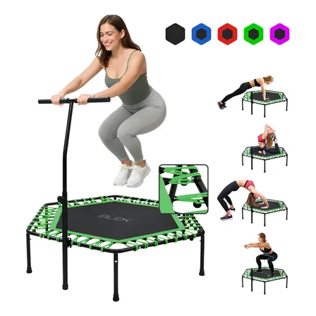 Trampolin Fitness Ejercicio Con Barra Agarradera Jumping Aeróbicos 94x101 Cm Blick Color Verde