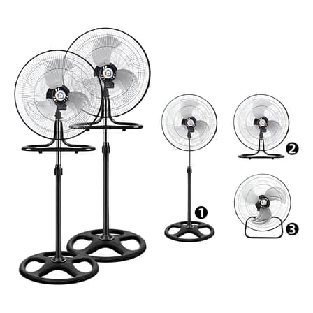Set De 2 Ventiladores Metálicos, 3 Posiciones En 1, Negro