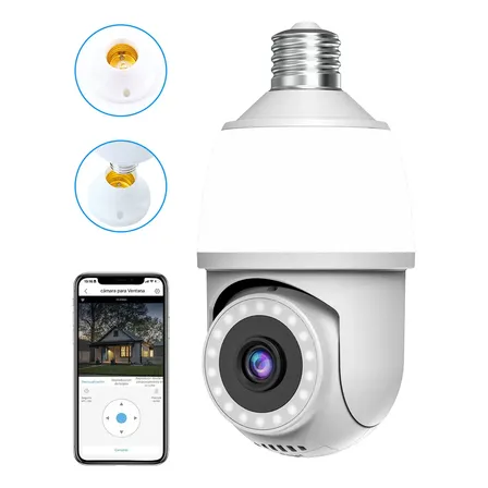 Foco Cámara De Seguridad Exterior Ip Wifi Inalámbricas Full Hd 2mp Ptz 360°nanwei Cámara Vigilancia Con Visión Nocturna... Blanco