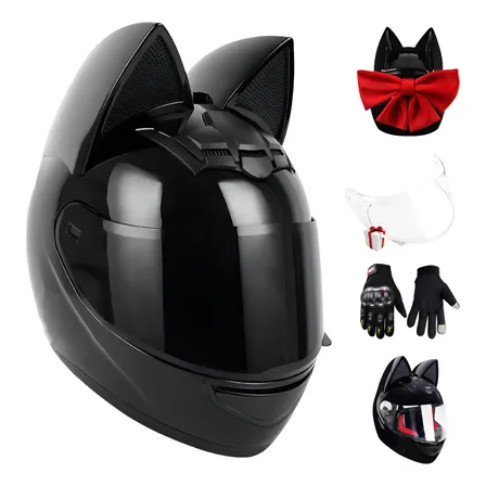 Casco Moto Mujer Con Orejas De Gato Para Certificación Dot