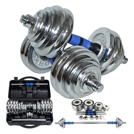Kit Mancuernas 30kg Pesas Ajustable Barra Discos Acero Gym