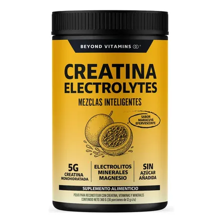 Beyond Vitamins Creatina Monohidratada Con Electrolitos Y Ciclodextrina Para Mejor Absorción E Hidratación | Bebida Efervescente Con Vitaminas Y Minerales | Sin Azúcar | 30 Porciones | Sabor Maracuyá