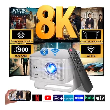 Proyector 8k Magcubic Hy350max Led 900ansi Android 14 Smart Tv Inteligente Dual Wifi6 Bluetooth 5.4 2gb Ram+16gb Con Autofocus Altavoces Estéreo De Bajo Ruido Blanco