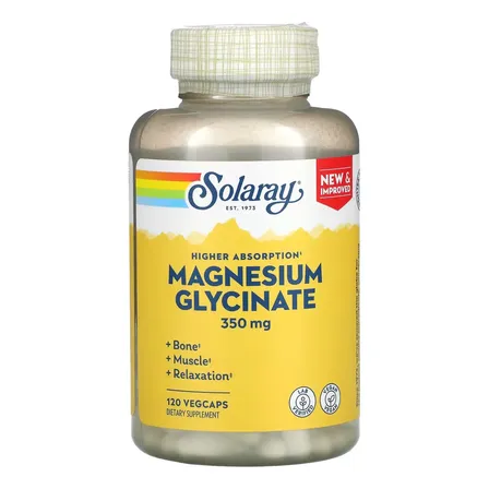 Solaray Glicinato De Magnesio 350mg 120 Capsulas Sin Sabor