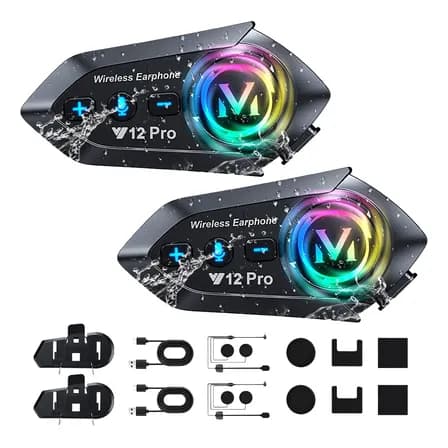 2 Pcs Y12pro Intercomunicador Bluetooth Para Cascos De Moto