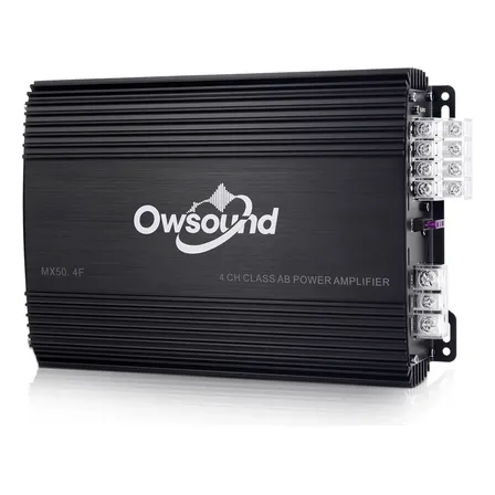 Amplificador De Audio Para Auto 4 Canales Potencia Máxima 1000w Owsound Mx50.4f Para Carro Negro Clase Ab