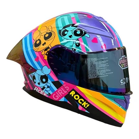 Casco Chicas Superpoderosas Kov Abatible Arcoiris Diseño Chicas Superpoderosas Morado Tamaño Del Casco M Multicolor Brillante
