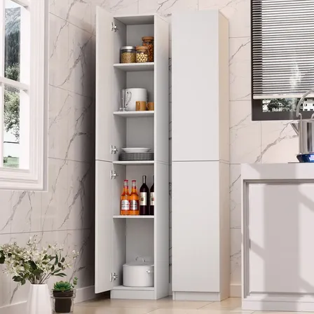 Kixtla 5capas Armario Estrecho,estantería De Almacena, Puerta Doble Blanco