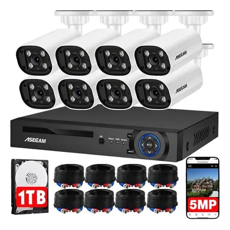 Kit Camaras De Vigilancia 5mp Audio Seguridad Hogar Dvr 1tb Kits De Seguridad