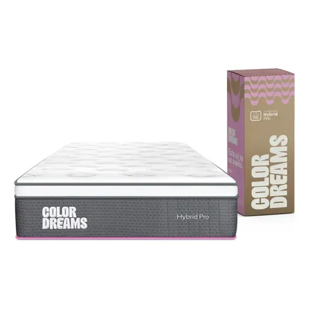 Colchón Individual Color Dreams Pro Hybrid 28 Cm | Híbrido Pocket Coil + Memory Foam Con Eurotop | Firmeza Media | Hipoalergénico Y Antiácaros | 100x190 Cm | Colchones En Caja Blanco