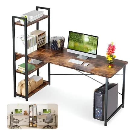 Furrific® Escritorio Minimalista Con Repisa De 3 Estantes, Escritorio Para Computadora, Moderno Escritorio Game De Metal,escritorio De Computadora Y Estantería Escritorios Para Oficinas 100d*40w*100h