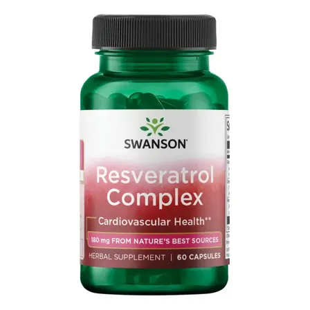 Swanson Complejo De Resveratrol 180 Mg, 60 Cápsulas Sabor Sin Sabor