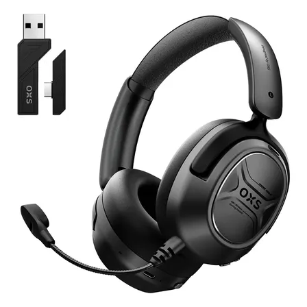 Audifonos Gamer Inalambricos Bluetooth De Diadema , Anc , Microfono Desmontable , Bluetooth 5.4 & 2.4ghz Baja Latencia , Dos Modos Eq , 70h Bateria , Compatibles Con Pc , Oxs A2 Negro