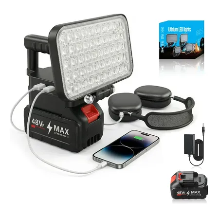 Sonheo Linterna Lamparas Led Recargable Luz Trabajo Y Camping 10inch 55led Con 2 Batería 8 Pulgadas Negro Blanco Luz De Trabajo