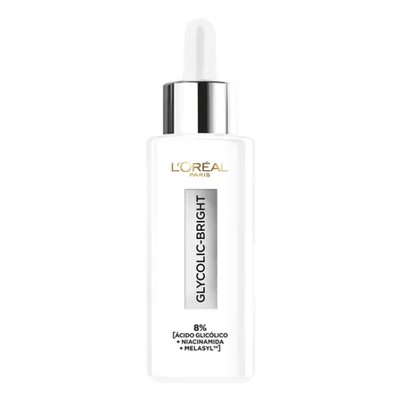 L'oréal Paris Glycolic Bright Sérum De Rostro Anti Manchas, Con Ácido Glicólico, Niacinamida Y Melasyl, Reduce Y Previene Todo Tipo De Manchas, 30 Ml. Todo Tipo De Piel Día/noche