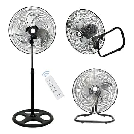 Pedestal Ventilador Con Control Remoto 3 En 1 18 Allidea Estructura Negro Aspas Plateado Diámetro 18 Frecuencia 60 Material De Las Aspas Metales 45.72 Cm