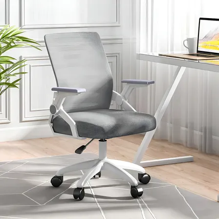 Silla Ergonomica Buenhogar De Oficina Con Reposabrazos Ajustables Gris Malla