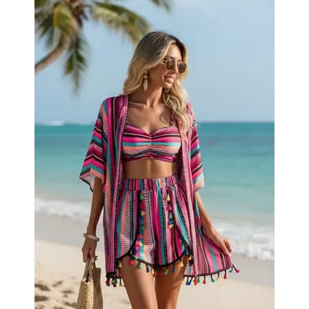 Sqy Conjunto De Bikini Estampado Bohemio (4 Piezas)