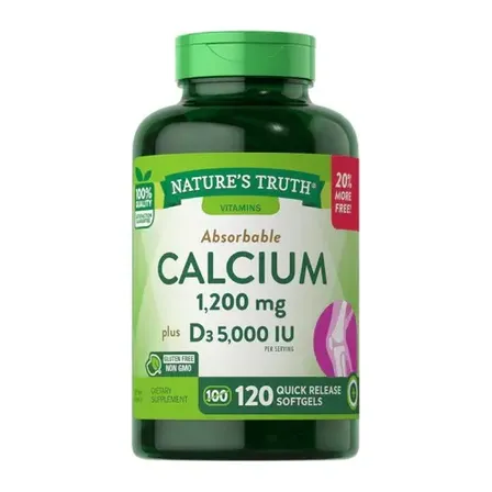 Nature's Truth Calcio Y Vitamina D3, 120 Cápsulas Sin Sabor