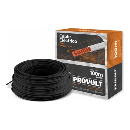 Cable Eléctrico Thw Cobre Calibre 12 100m Plus Cubierta Negro