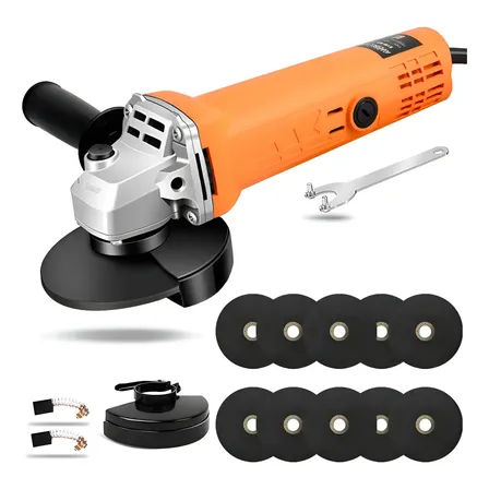 Amoladora Angular Eléctrica De 860w Con 10 Discos De Corte De 4  Naranja 60 Hz