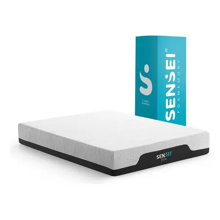 Colchón Matrimonial Sensei | Memory Foam | Funda Removible | Prime Blanco