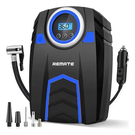 Compresor De Aire Portátil, Inflador De Llantas Digital Automático, 150 Psi, Con Led, 4 Boquillas Negro