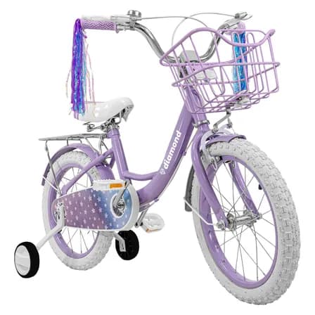 Bicicleta Infantil Rosa Rodada 16 Canastilla Ruedas De Apoyo Auxiliares Llantitas De Entrenamiento Timbre Bici Infantil Morada Niña Vintage Salpicaderas Ideal Para Mayores De 4 Años R16 16  Morado S
