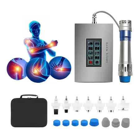 Gmdr Aparato Portátil De Fisioterapia Ondas Choque Rehabilitación Para Dolor Muscular Cervical Fascitis Plantar Tendinitis Relajación Recuperación 7 Sondas Regulador De Velocidad Temporizador Azul