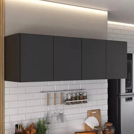 Alacena Gabinete De Cocina Para Colgar 4 Puertas Ngo Color Negro