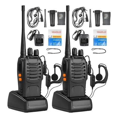 Walkie Talkies Largo Alcance Para Adultos, Baofeng Bf-888s Radios De Dos Vías Con Auricular Y Micrófono, Walkie Talkie Recargable Con Batería De Ion De Litio Y Cargador(paquete De 2) Negro Uhf