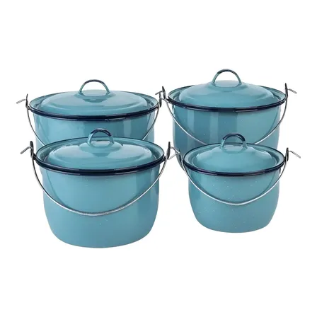 Juego De 4 Ollas Con Tapa De Peltre Clásicas Cinsa 8 Piezas Azul