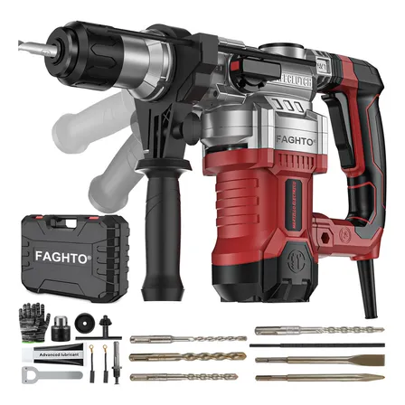 3500w Martillo Demoledor Rompedor De Concreto 10j 6000bpm Faghto Rotomartillo Cincelador Perforador Industrial Sds-plus Taladro Rotomartillo Industrial Con Embrague Automático Rojo