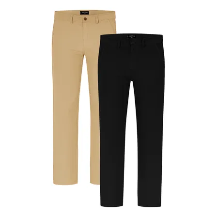 2 Pack Pantalones Estilo Chino Recto Para Hombre Holstone