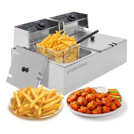 Selectshop Freidora Aceite Eléctrica Sumergible 12 Lt Industrial 2500w Acero Inox Color Plateado