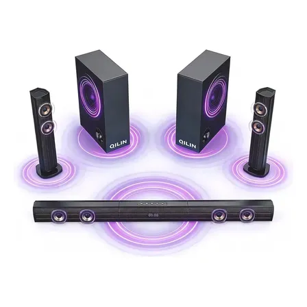 Barra De Sonido Home Theater 5.2 Canales 480w Bluetooth Negr Negro 480