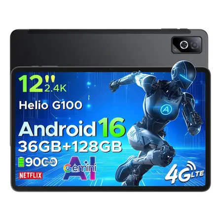 Doogee Tab G6 Pro Tabletas Android 16 12 Pulgadas 36gb Ram +128gb Rom 9000mah 13mp Gemini Wifi 5g Dual Sim Negro