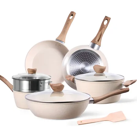 Kit Batería De Cocina 10pz Medical Stone Antiadherente Ollas Pisoma Blanco