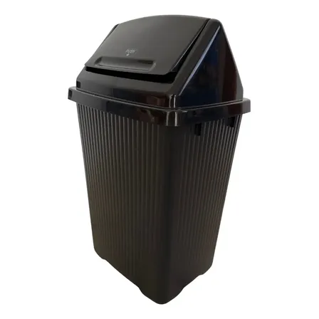 Bote De Basura Mediano 30l Plástico Cesto Con Tapa Balancín Negro