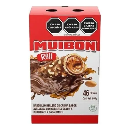 Muibon Barquillo Relleno Crema De Avellana Y Chocolate 46pz