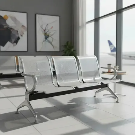Banca De Espera De 3 Plazas Banca Tandem De Acero Plateado Banca De Recepcion Banca De Sala De Espera Alclick Plata
